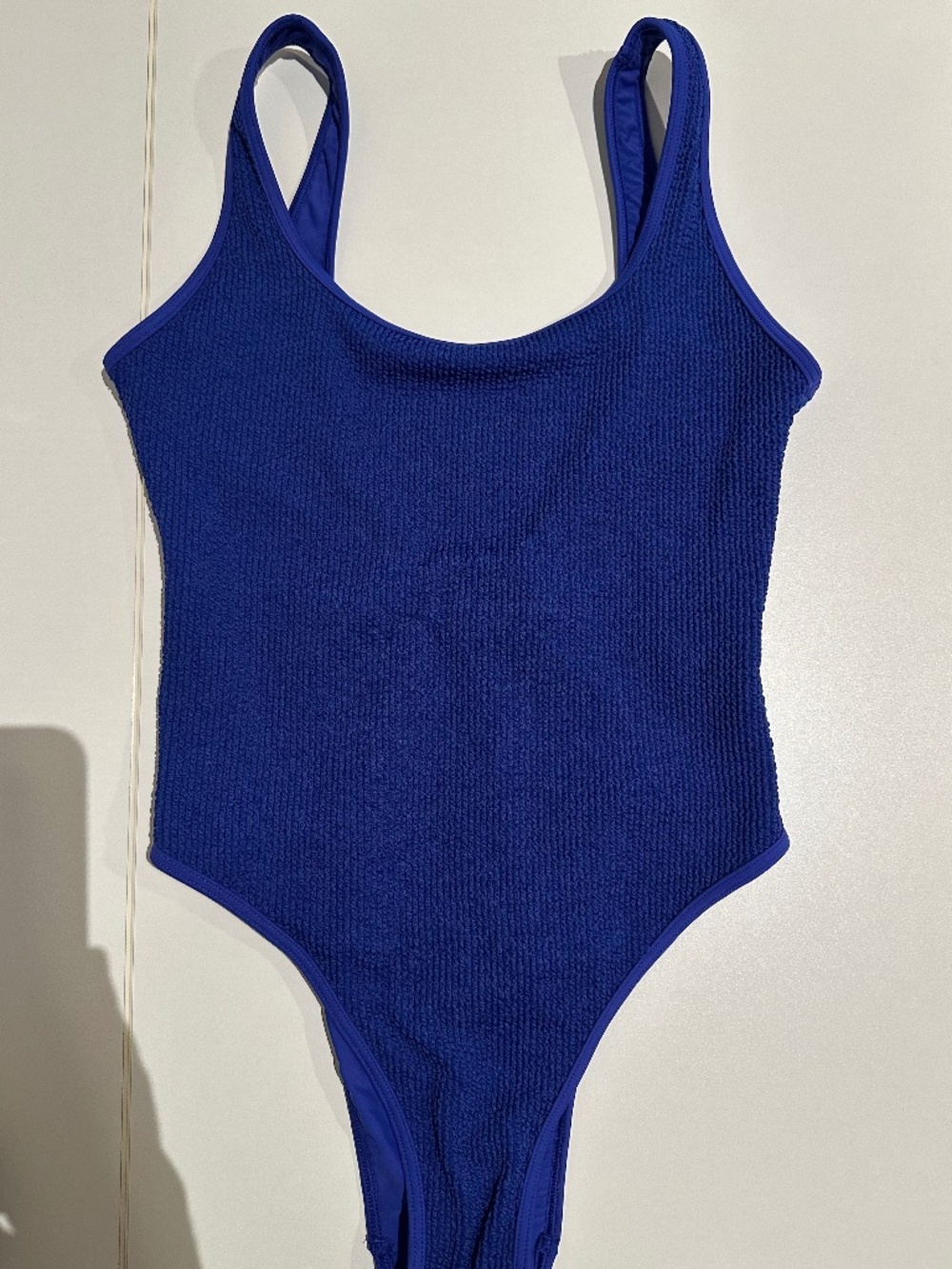 Abercrombie & Fitch Blue Ribbed Cheeky One Piece Swimsuit Women's Size Medium
